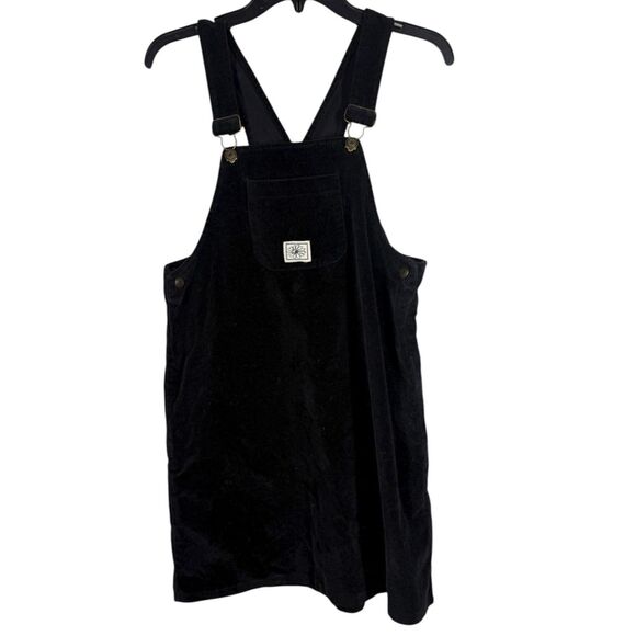 Vtg Y2k Cherry Stix Corduroy Black Overall Dress Womens Sz S Cottagecore Boho - Picture 1 of 7